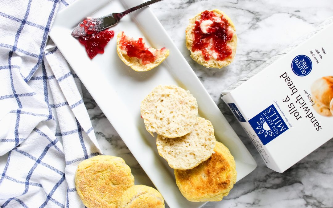 jam spread on english muffins