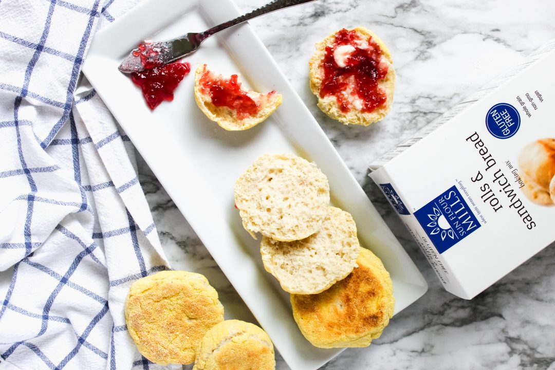 jam spread on english muffins