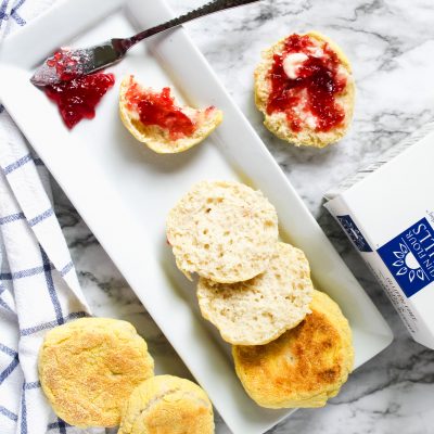 jam spread on english muffins